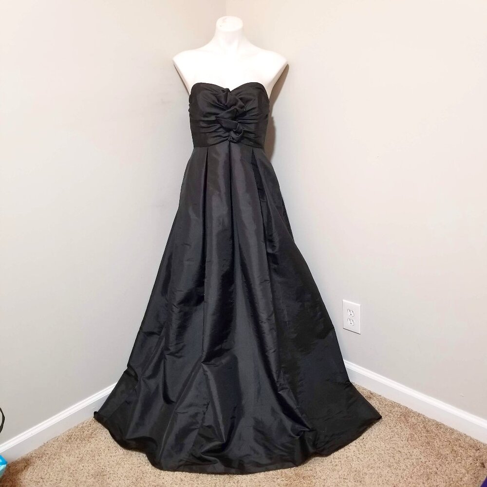 Sz 8 (fits modern 4-6) Priscilla of Boston Black Taffeta Strapless Ball Gown